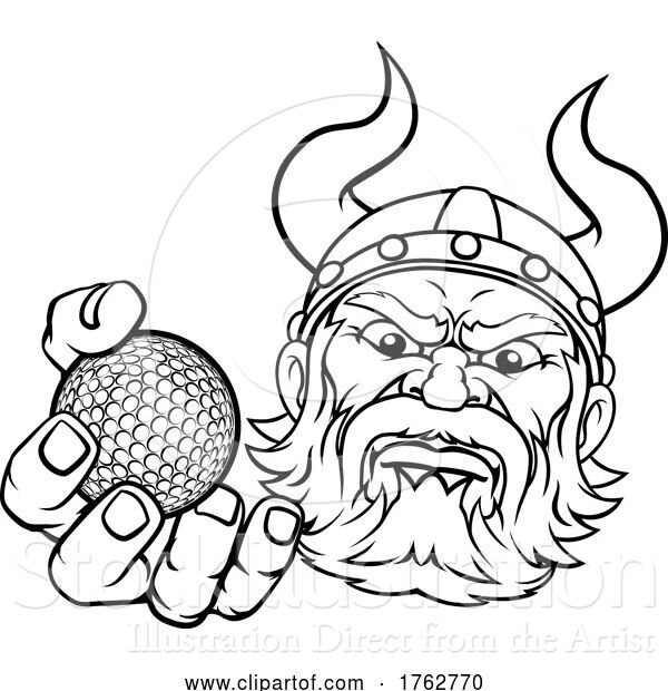 Vector Illustration of Viking Golf Ball Sports Mascot