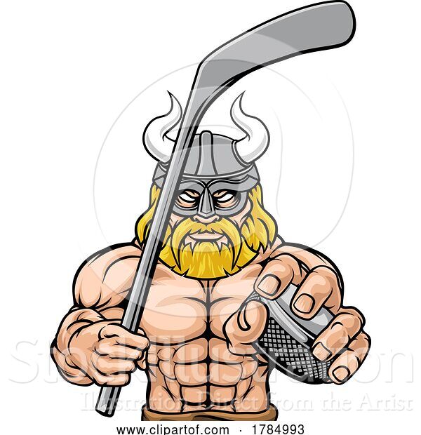 Vector Illustration of Viking Guy Ice Hockey Sports Team Mascot