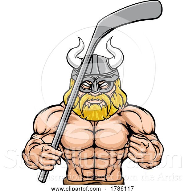 Vector Illustration of Viking Guy Ice Hockey Sports Team Mascot