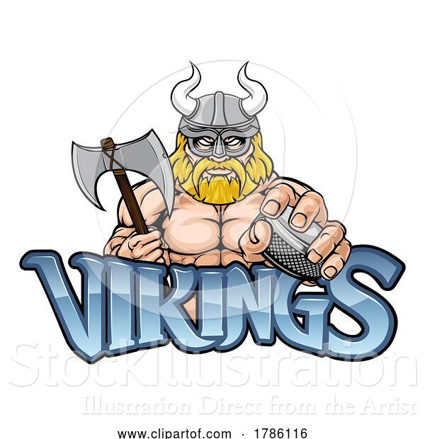 Vector Illustration of Viking Guy Ice Hockey Sports Team Mascot