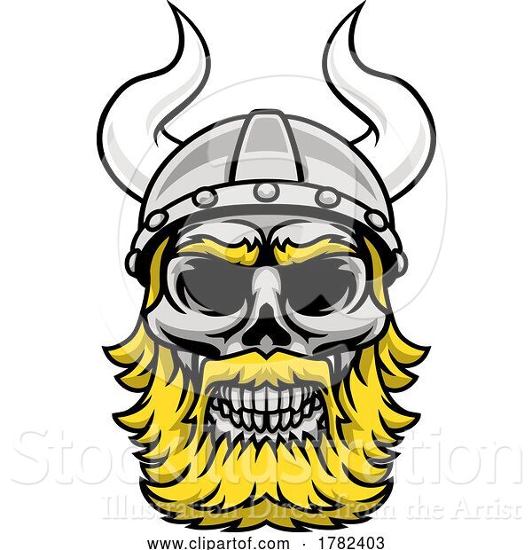 Vector Illustration of Viking Helmet Warrior Bearded Skull