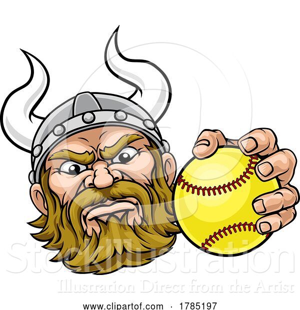 Vector Illustration of Viking Softball Sports Team Mascot