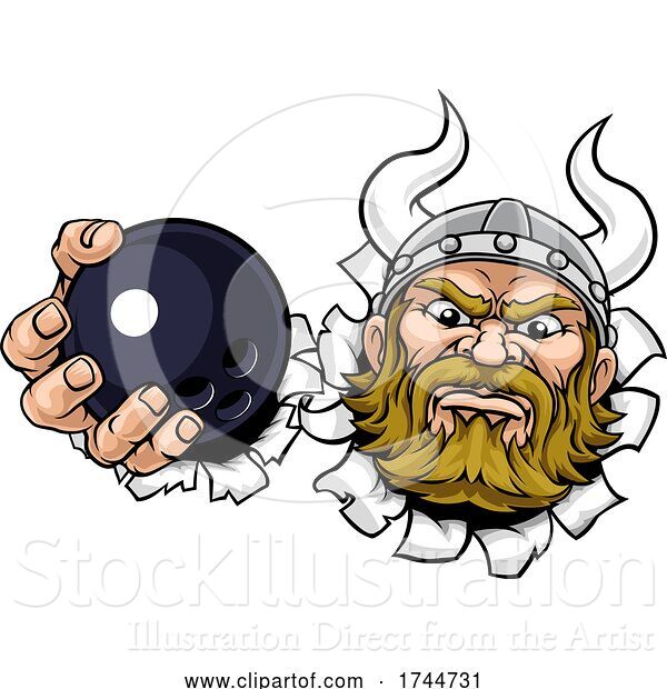 Vector Illustration of Viking Ten Pin Bowling Ball Sports Mascot