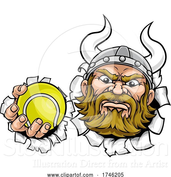 Vector Illustration of Viking Tennis Ball Sports Mascot