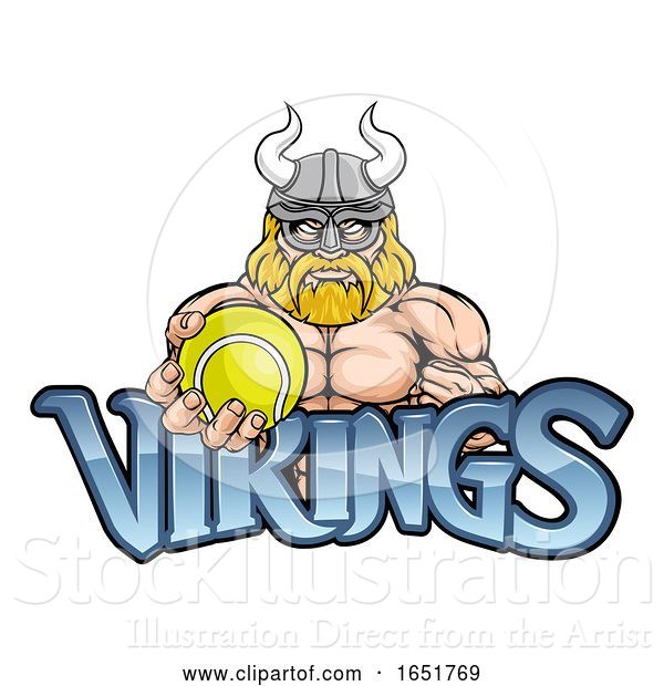 Vector Illustration of Viking Tennis Sports Mascot