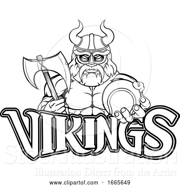 Vector Illustration of Viking Tennis Sports Mascot