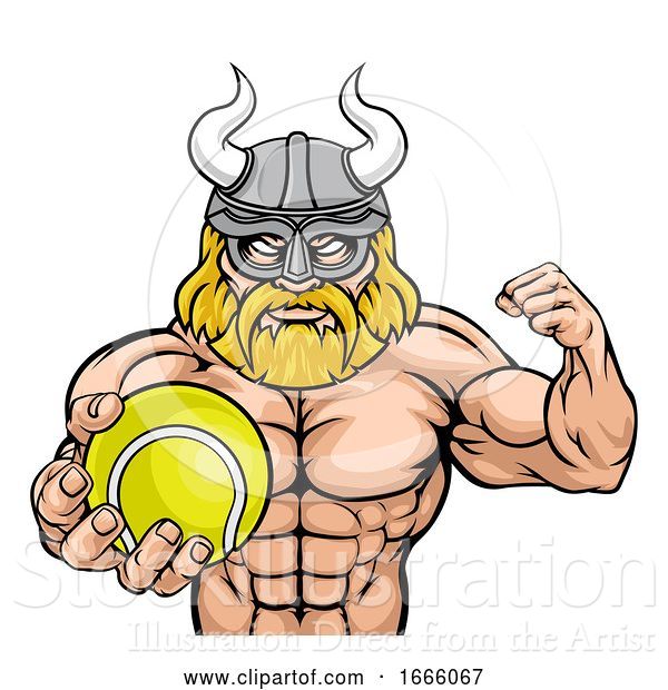 Vector Illustration of Viking Tennis Sports Mascot