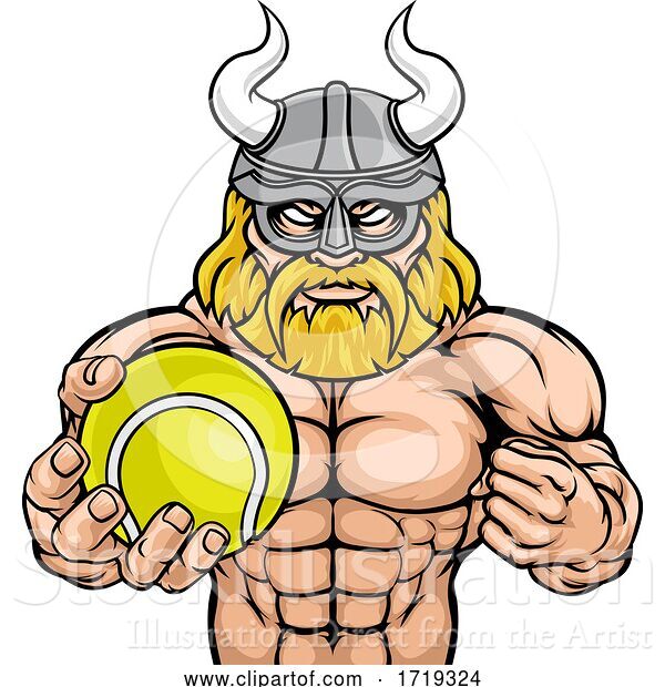 Vector Illustration of Viking Tennis Sports Mascot