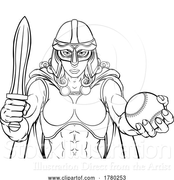 Vector Illustration of Viking Trojan Celtic Knight Baseball Warrior Lady