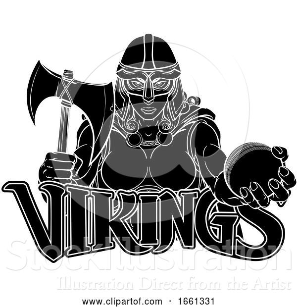 Vector Illustration of Viking Trojan Celtic Knight Cricket Warrior Lady