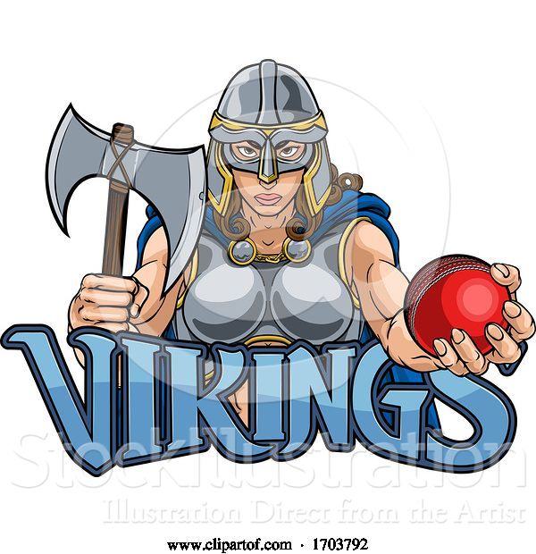 Vector Illustration of Viking Trojan Celtic Knight Cricket Warrior Lady