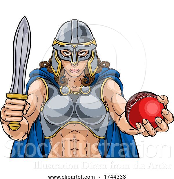 Vector Illustration of Viking Trojan Celtic Knight Cricket Warrior Lady