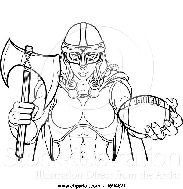 Vector Illustration of Viking Trojan Celtic Knight Football Warrior Lady