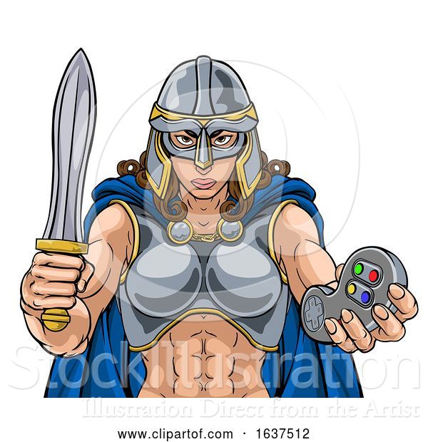 Vector Illustration of Viking Trojan Celtic Knight Gamer Warrior Lady