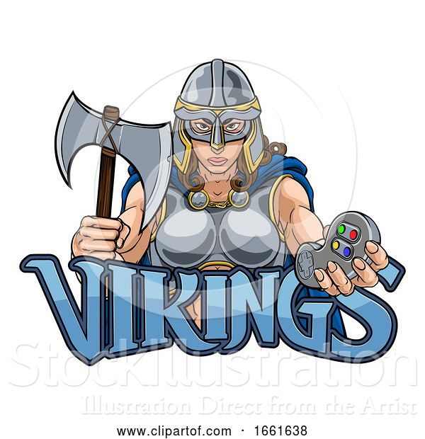 Vector Illustration of Viking Trojan Celtic Knight Gamer Warrior Lady