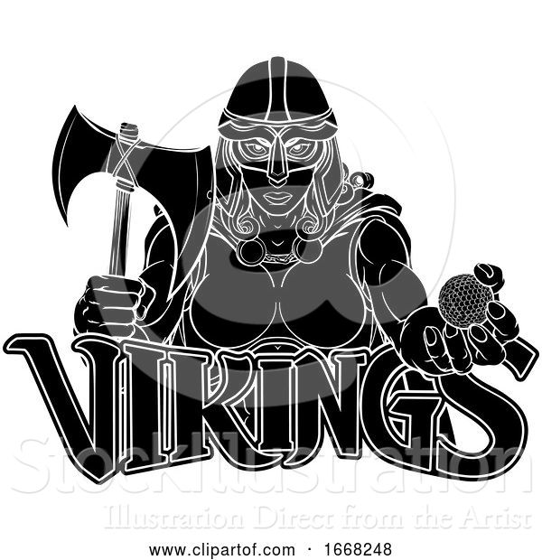 Vector Illustration of Viking Trojan Celtic Knight Golf Warrior Lady