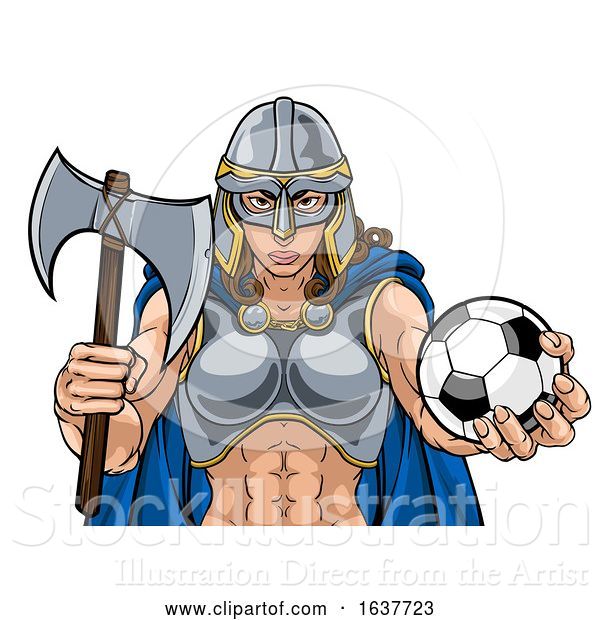 Vector Illustration of Viking Trojan Celtic Knight Soccer Warrior Lady