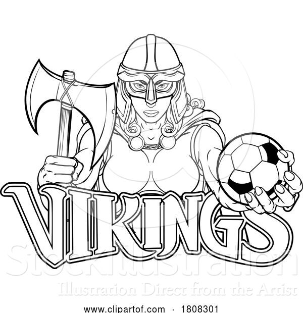 Vector Illustration of Viking Trojan Celtic Knight Soccer Warrior Lady