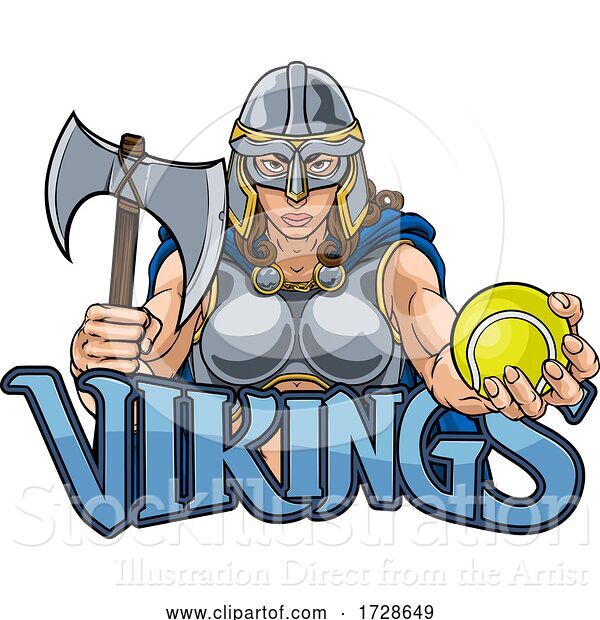 Vector Illustration of Viking Trojan Celtic Knight Tennis Warrior Lady