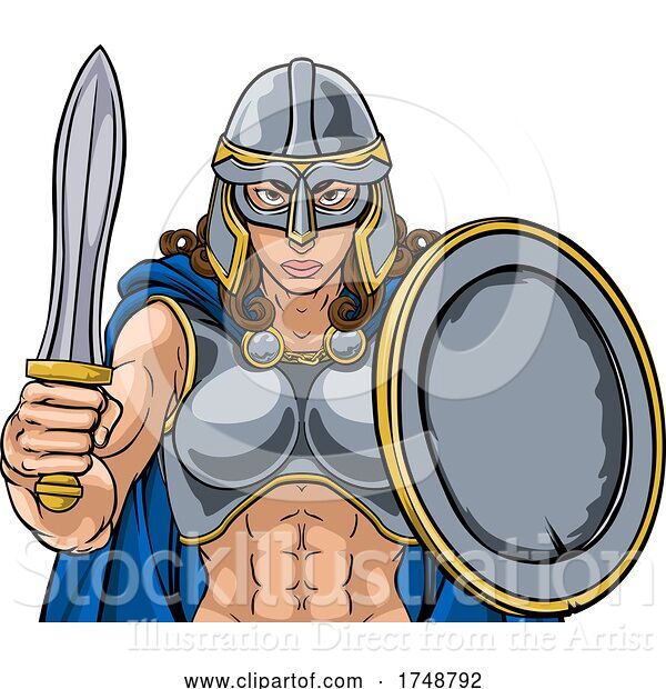 Vector Illustration of Viking Trojan Spartan Celtic Warrior Knight Lady