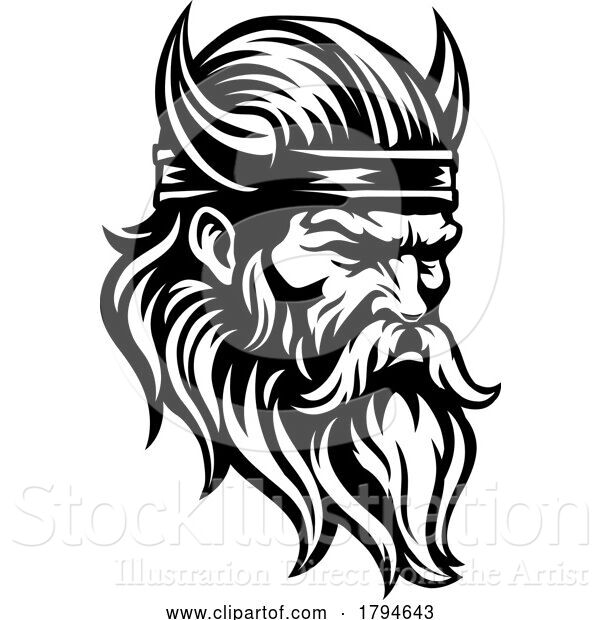 Vector Illustration of Viking Warrior Guy Strong Mascot Face in Helmet