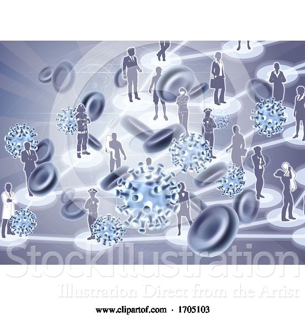 Vector Illustration of Virus Cells Viral Spread Pandemic People Concept