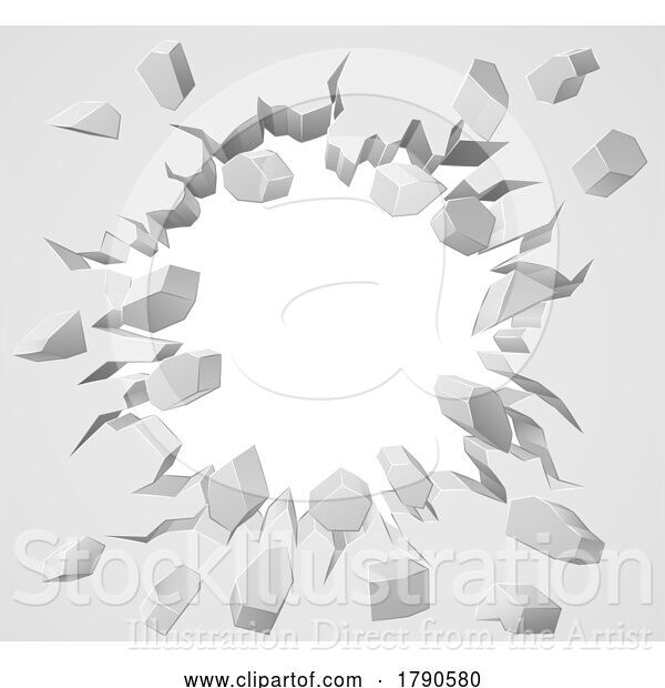 Vector Illustration of Wall Background Hole Breaking Through Design