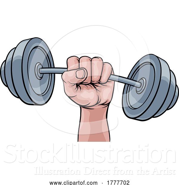 Vector Illustration of Weight Lifting Fist Hand Holding Barbell Concept