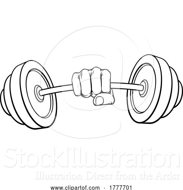 Vector Illustration of Weight Lifting Fist Hand Holding Barbell Concept