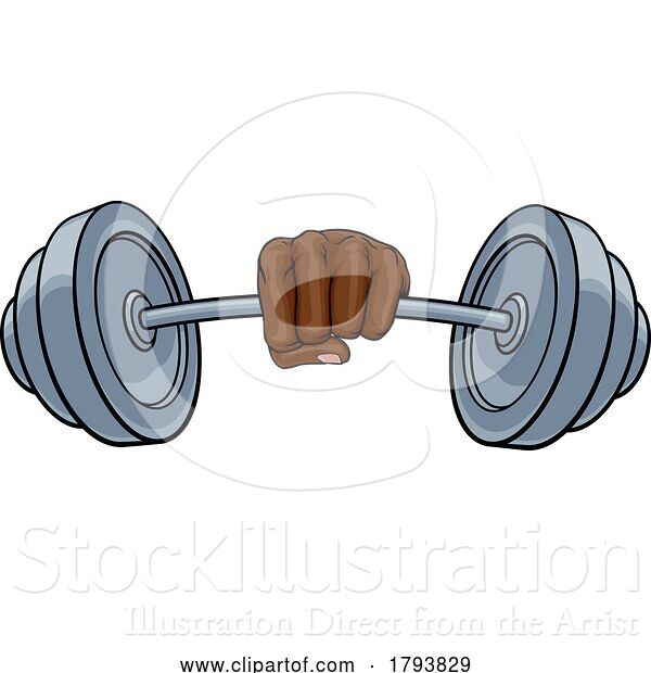 Vector Illustration of Weight Lifting Fist Hand Holding Barbell Concept