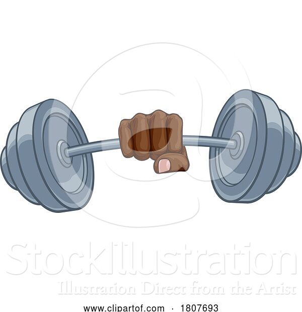 Vector Illustration of Weight Lifting Fist Hand Holding Barbell Concept