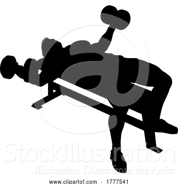 Vector Illustration of Weight Lifting Guy Weightlifting Silhouette