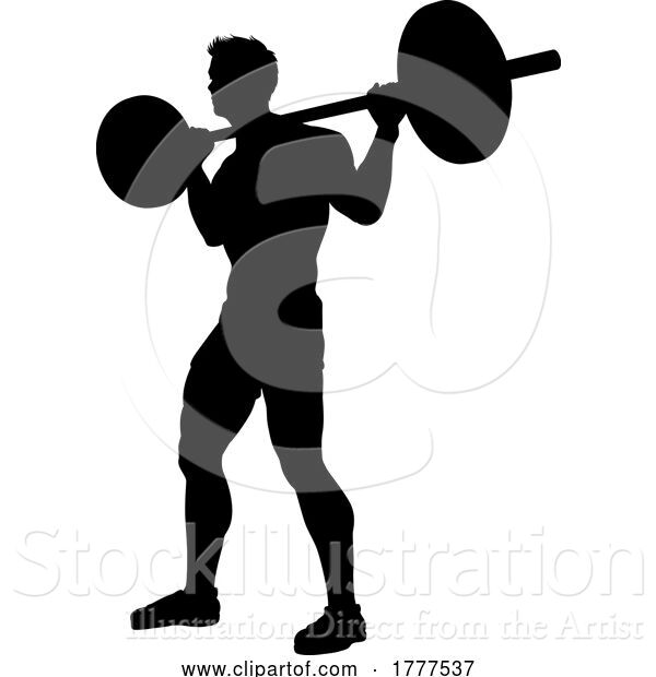 Vector Illustration of Weight Lifting Guy Weightlifting Silhouette