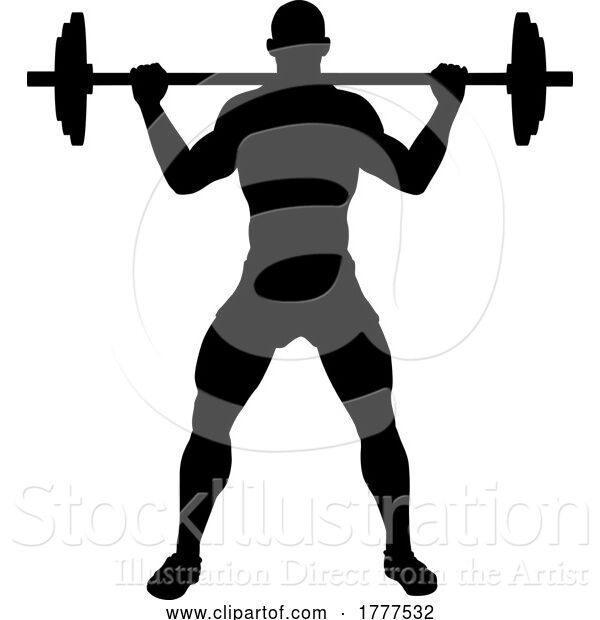 Vector Illustration of Weight Lifting Guy Weightlifting Silhouette