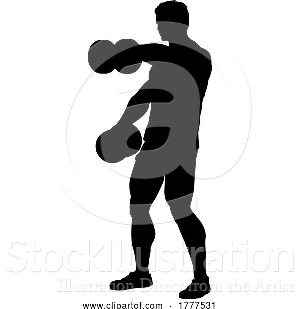 Vector Illustration of Weight Lifting Guy Weightlifting Silhouette