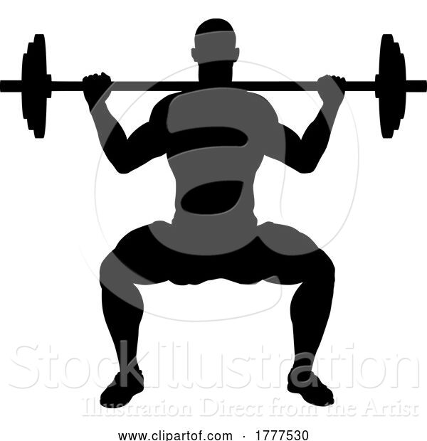 Vector Illustration of Weight Lifting Guy Weightlifting Silhouette