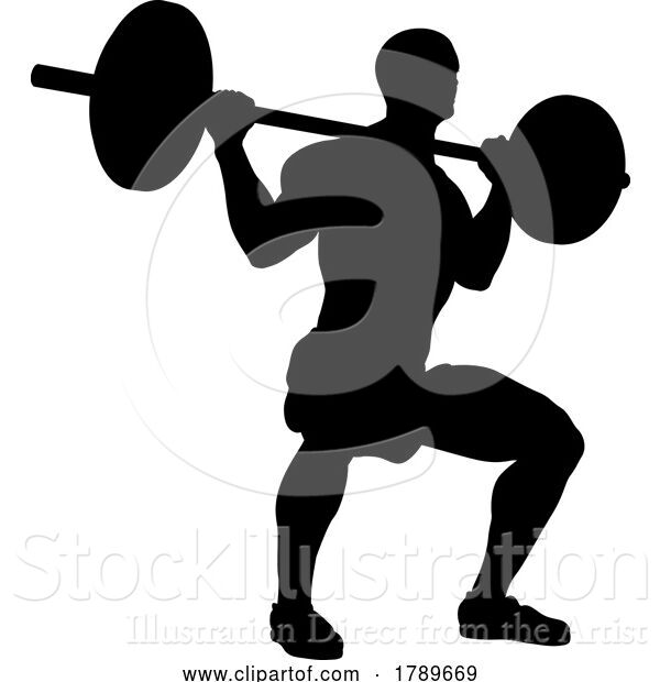 Vector Illustration of Weight Lifting Guy Weightlifting Silhouette