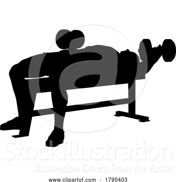 Vector Illustration of Weight Lifting Guy Weightlifting Silhouette