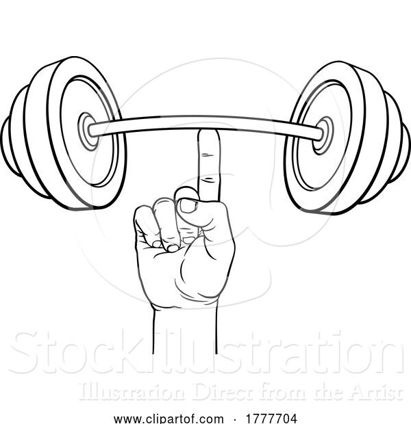 Vector Illustration of Weight Lifting Hand Finger Holding Barbell Concept