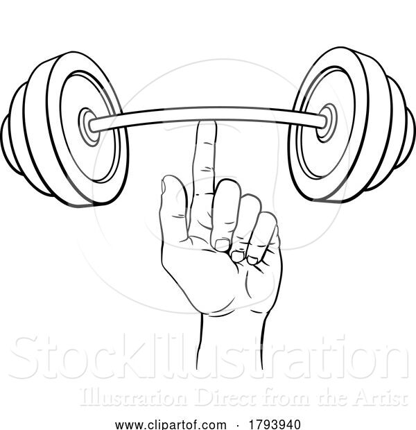 Vector Illustration of Weight Lifting Hand Finger Holding Barbell Concept