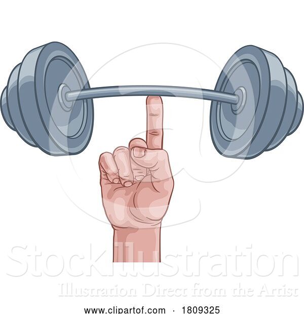 Vector Illustration of Weight Lifting Hand Finger Holding Barbell Concept