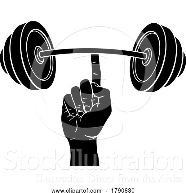 Vector Illustration of Weightlifting Hand Finger Holding Barbell Concept