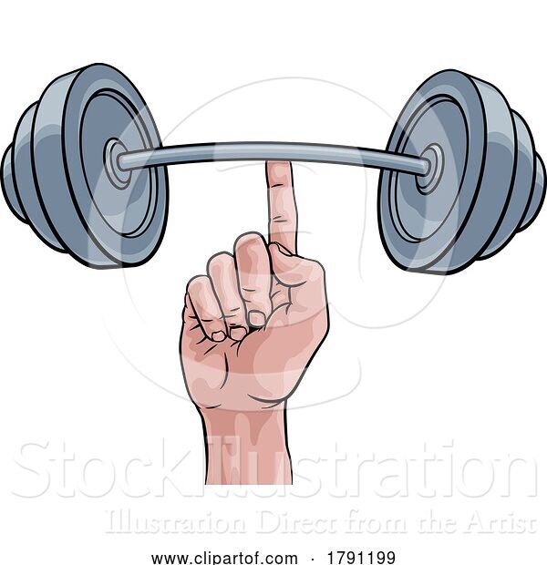 Vector Illustration of Weightlifting Hand Finger Holding Barbell Concept