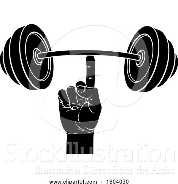 Vector Illustration of Weightlifting Hand Finger Holding Barbell Concept