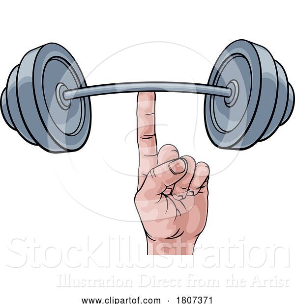 Vector Illustration of Weightlifting Hand Finger Holding Barbell Concept