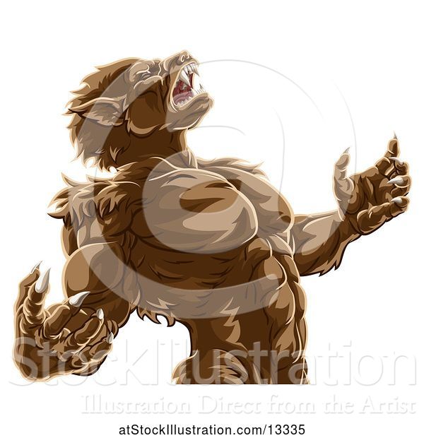 Vector Illustration of Werewolf Beast Howling and Transforming