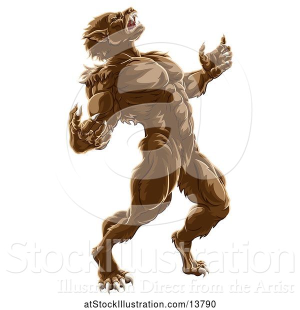 Vector Illustration of Werewolf Beast Howling and Transforming