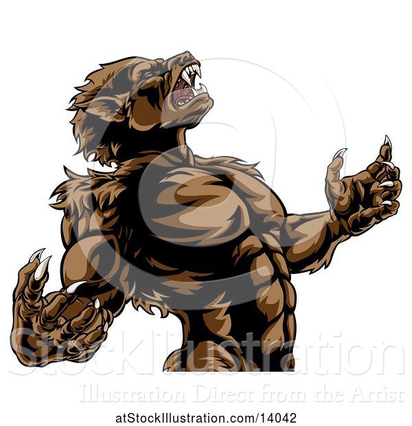 Vector Illustration of Werewolf Beast Howling and Transforming