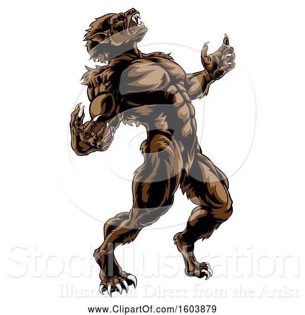 Vector Illustration of Werewolf Beast Howling and Transforming