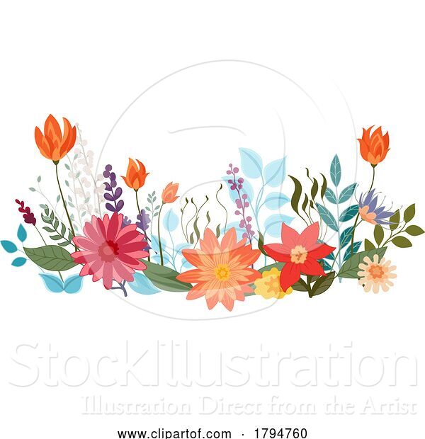 Vector Illustration of Wild Flower Floral Flowers Abstract Pattern Design